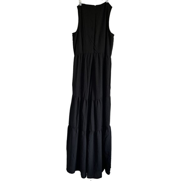 Sandy & Sid New York Womens Black Sleeveless Maxi Jumpsuit Wide leg Tiered M - Picture 7 of 7